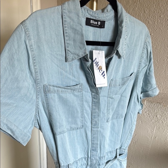 NWT - Blue B - Light Blue Tencel Romper - Size L - Picture 6 of 10